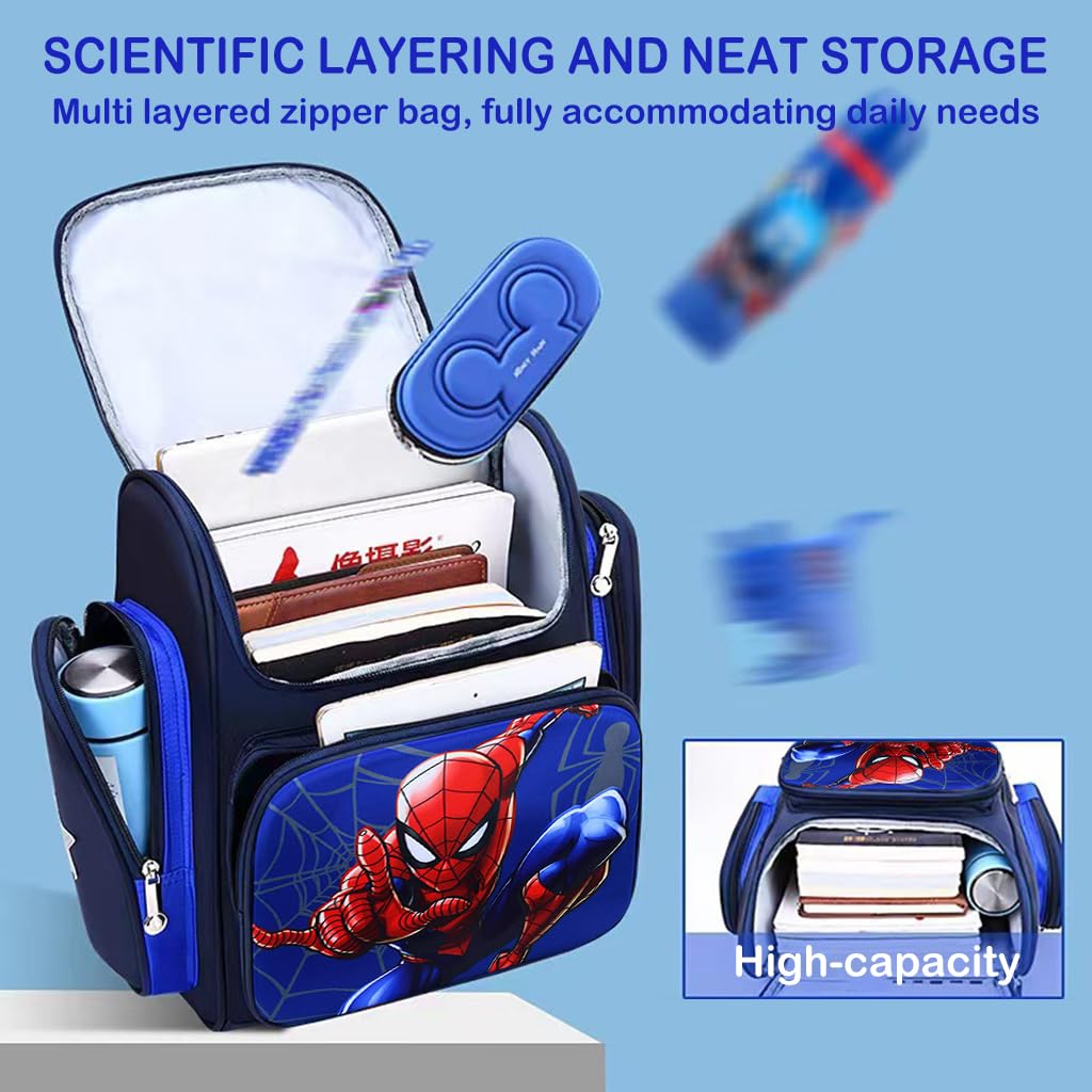 PALAY® School Bags for Boys Spider Man Bag School Backpack