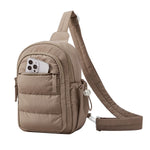 PALAY® Sling Bag for Woman Small Nylon Puffer Chest Bag Soft Quilted Phone Fanny Pack Waterproof Multi-pockets Travel Hiking Commute Waist Bag for Woman Men