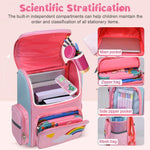 PALAY® Girls School Backpack Unicorn Cartoon Backpack Primary Bookbag Waterproof Backpack for School, Travel, Camping, Burden-relief Backpack School Gift for Kids 3-6 Years Old