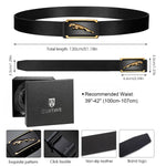 PALAY® Leather Belt Auto Adjustable with Lock Buckle for Men,Fashion Golden Leopard Pattern Design,Long 130cm