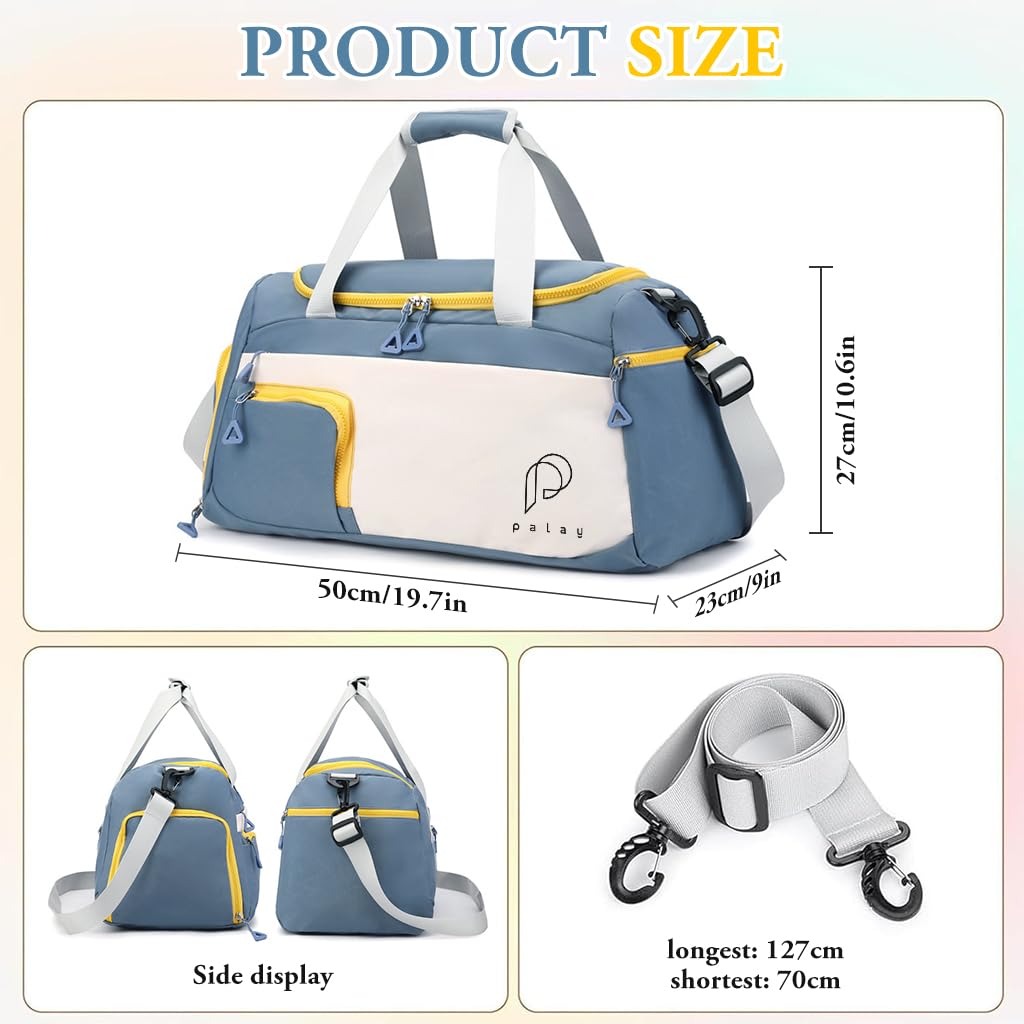 PALAY Gym Bag for Travel and Sports with 50×27×23 cm Capacity & Wet Pocket | Shoe Compartment