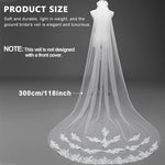 PALAY Bridal Veil for Wedding Bride with 3 m Lace Edge Tulle | White Polyester Accessory