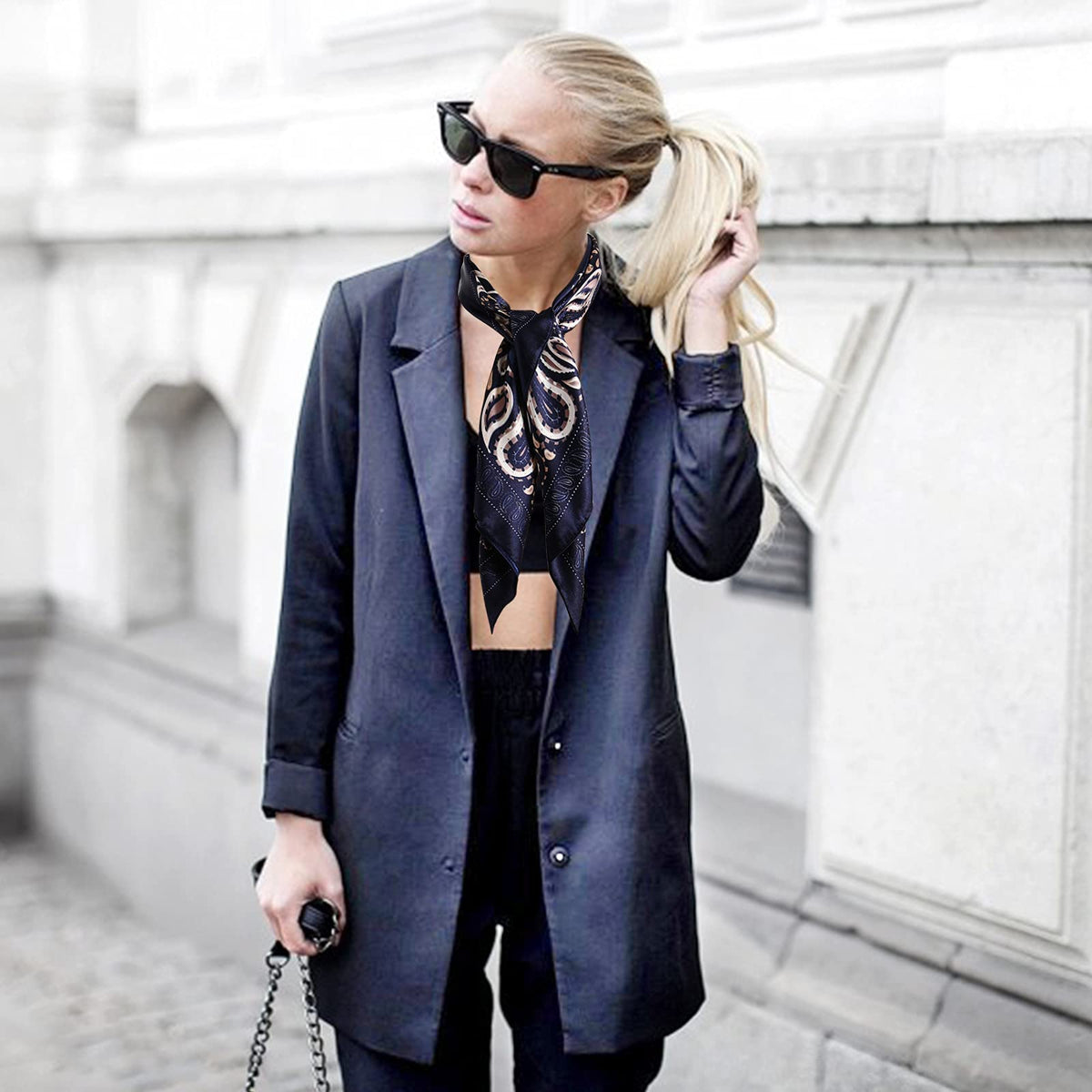 PALAY Women Satin Scarf 35x35 in Silk Feel Square Wrap for Hair and Pillow Cover | 2PCS Set