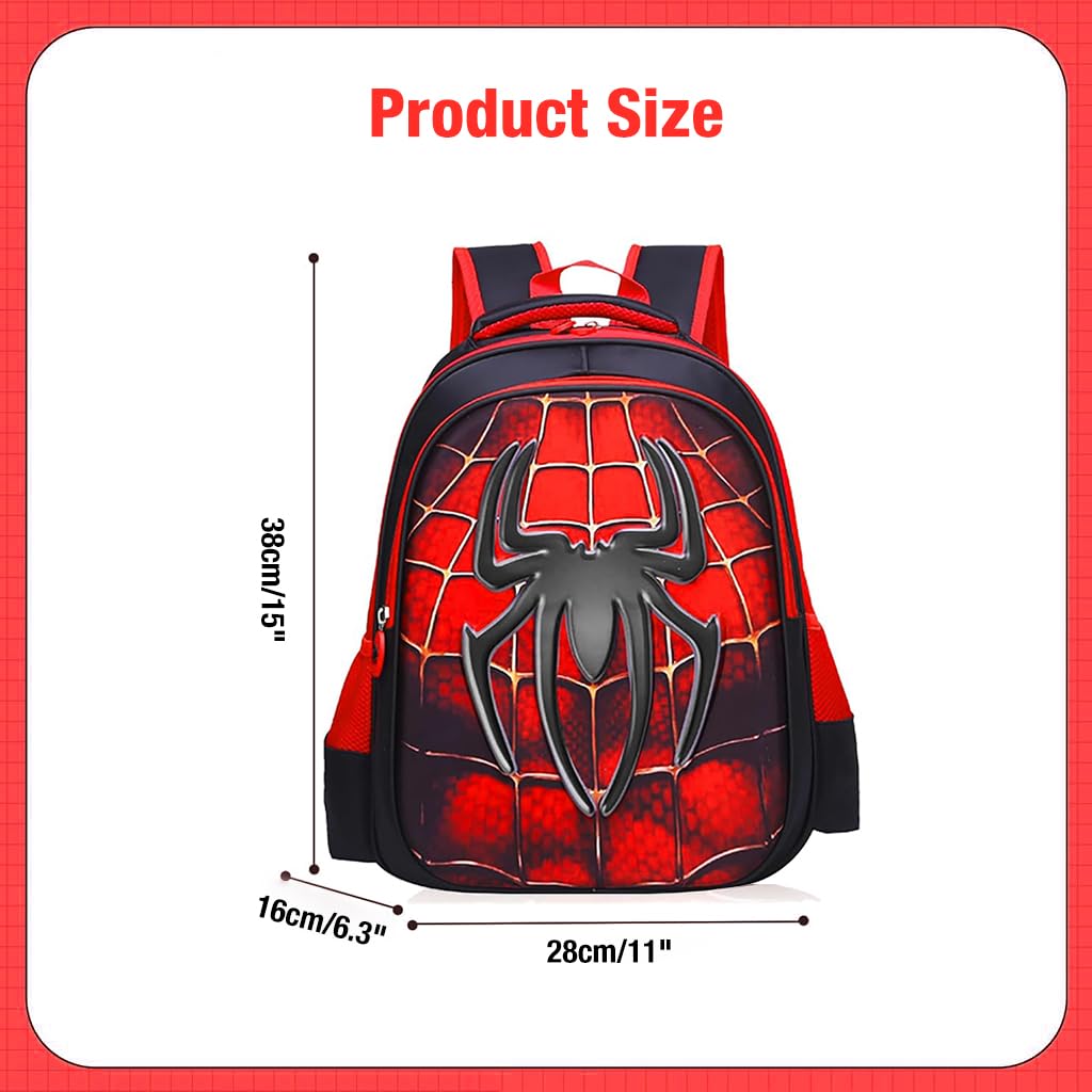 PALAY School Kids Backpack with 3D Batman Hard Shell and Padded Straps Red for 3–6 Years