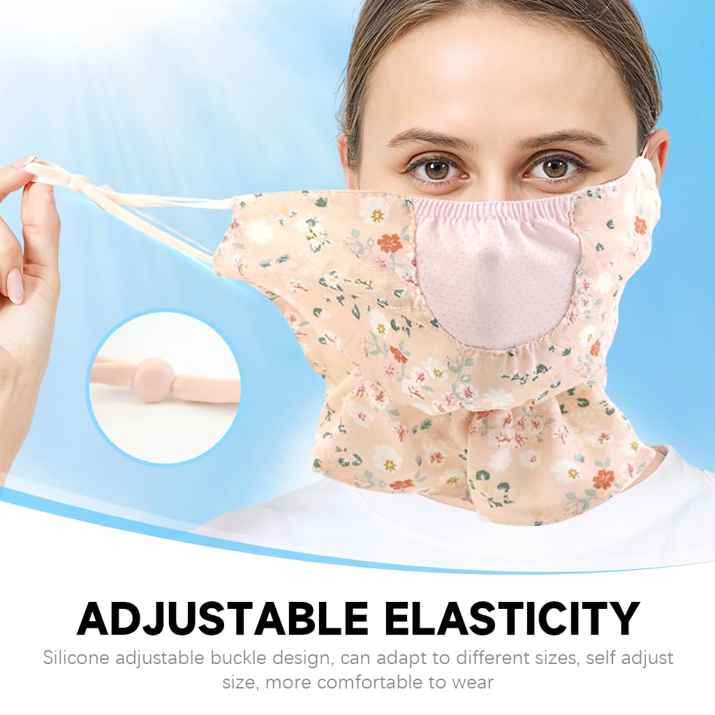 PALAY Face Mask for Women with UPF 50 Plus Sun Protection and Adjustable Ear Loops | Breathable Reusable Floral Cover in Pink