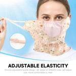 PALAY Face Mask for Women with UPF 50 Plus Sun Protection and Adjustable Ear Loops | Breathable Reusable Floral Cover in Pink