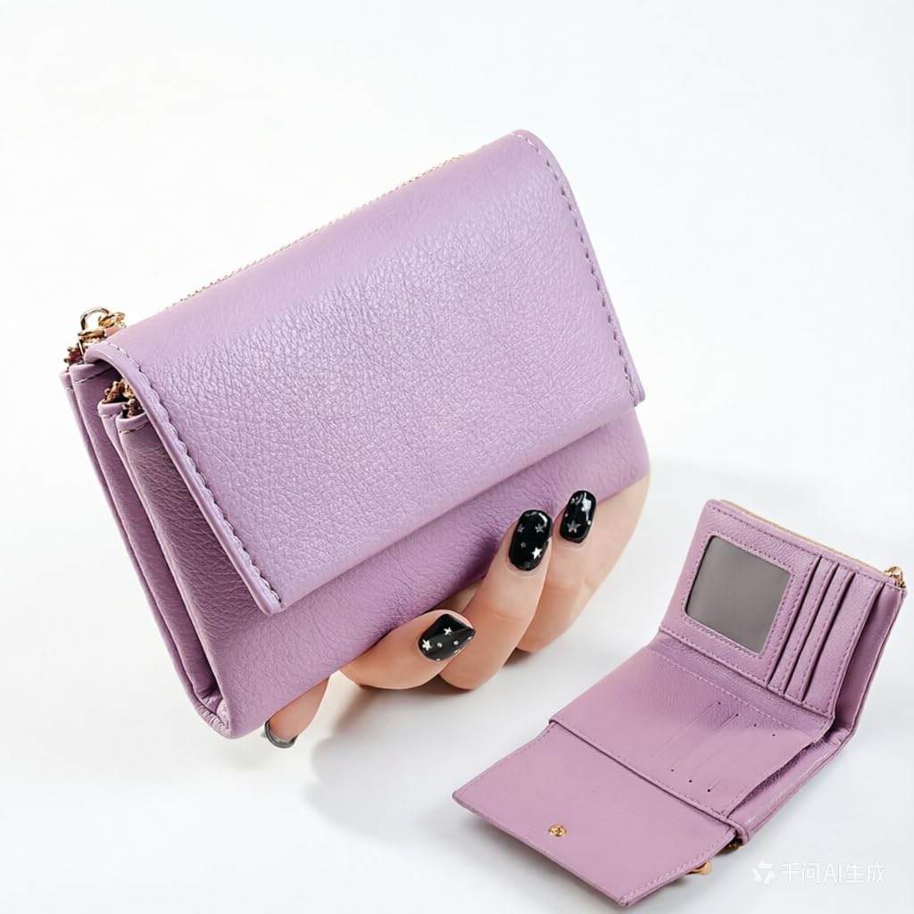 PALAY® Leather Wallet for Women Blocking Trifold Wallet with ID Window and Zipper Coin Pocket for Everyday Use