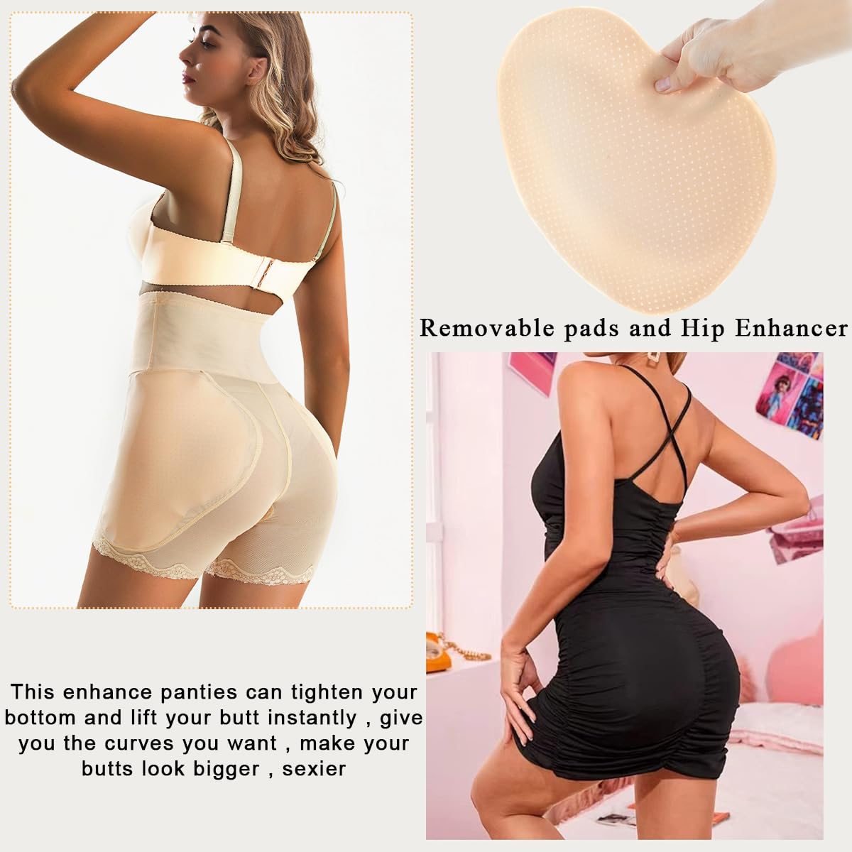 PALAY Hip Pads for Women with Dual Hip Insert Pads and 78 cm Waist Fit | Apricot XL Shapewear
