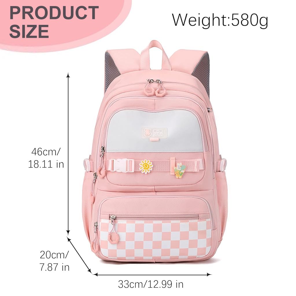 PALAY School Backpack for Students with 15.6 in Laptop Compartment and Padded Straps | Waterproof Oxford Cloth Design for Girls