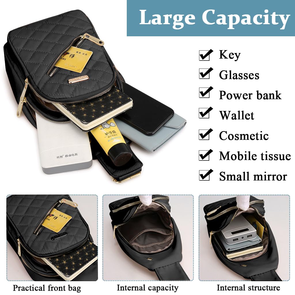 PALAY Crossbody Sling Bag for Women with Oxford Cloth in Stylish Black | Travel Shoulder Phone Bag