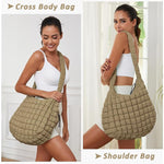 PALAY Soft Tote Bag for Work and Travel featuring Quilted Puffy Design in Brown | Versatile Shoulder and Crossbody Carryall