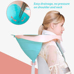 PALAY Inflatable Washing Hair Basin for Elderly and Bedridden with Drain Pipe | Pink Silicone Portable Sink