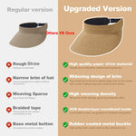 PALAY Womens Sun Visor Hat for Summer Travel with Adjustable Strap and UPF 50+ Straw Design | Khaki Beach Style