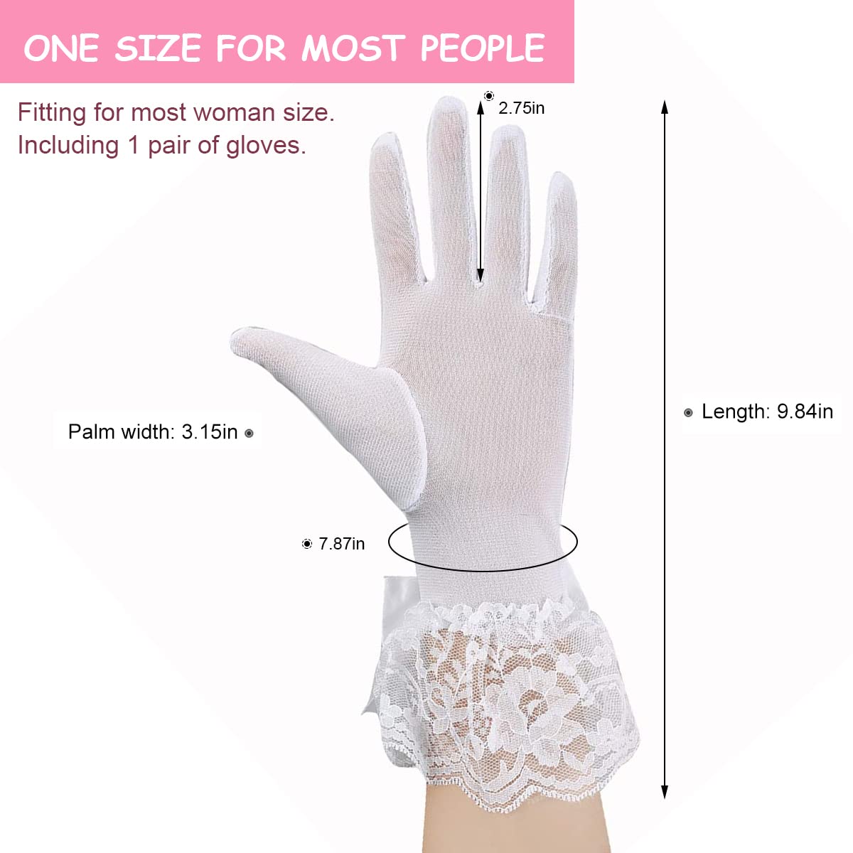 PALAY Lace Gloves for Weddings and Parties featuring Butterfly Bow in White 25×8 cm | Elegant Bridal Accessory