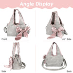 PALAY Handbag for Woman featuring 21x10x14cm compact size with zippered strap & PVC body | Grey Pink Bow Shoulder Bag