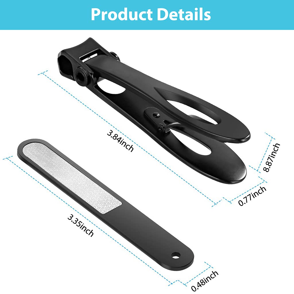 PALAY® Cortaúñas para uñas gruesas, cortaúñas para uñas de los pies, juego de cortaúñas de acero inoxidable con lima de uñas, cortaúñas grande para hombres y mujeres