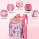 PALAY Unicorn Cartoon School Backpack for Girls with 27x17x39cm Dual Zipper Design | Ergonomic Burden‑Relief Pink Bag
