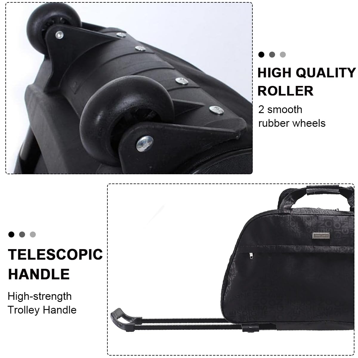Palay Travel Luggage for Short Trips featuring Wheeled Duffel Design 60 x 38 x 28 cm Black