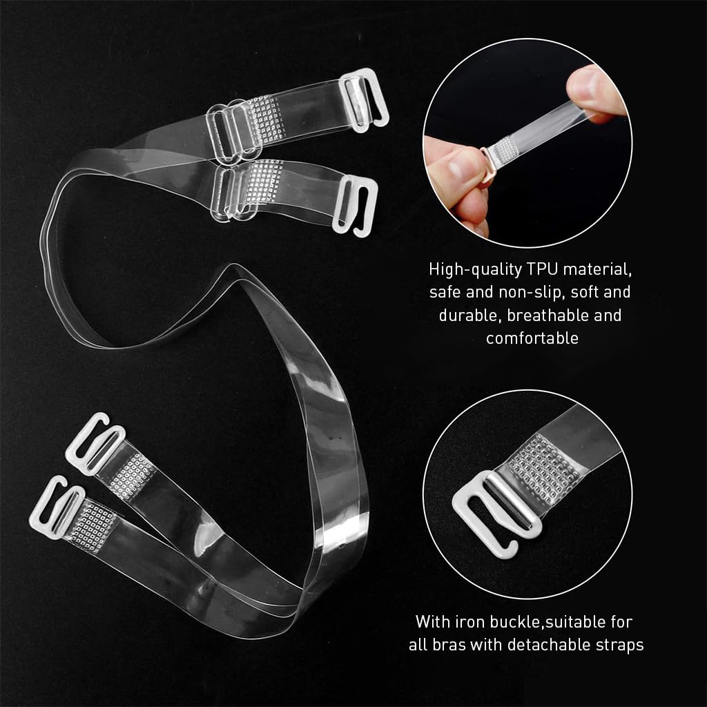 PALAY Invisible Bra Straps for Off Shoulder Dresses with Adjustable 1.2cm Width | 2 Pairs Clear Replacement