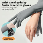 PALAY Sun Protection Gloves for Women with Anti Slip Palm and Touch Screen Design | 3 PCS Grey Nylon Arm Sleeves 22.2 in