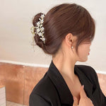 PALAY Big Hair Claw Clips for Women featuring Jasmine Flower Tassel Rhinestones | Strong Metal Hold