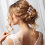 PALAY Flower Hair Accessories for Women with 20 Red Rose Crystal Pins | Elegant Bridal Hair Clips