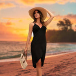 PALAY Beach Wear Dress for Women with Backless Wrap Style and Quick Dry Fabric | Black