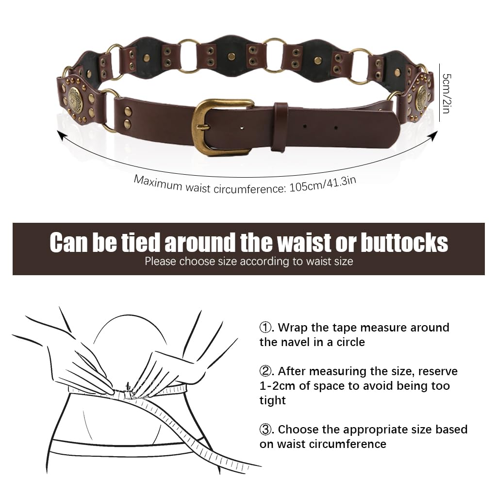 PALAY Waist Belt for Women featuring Vintage Concho Buckle and PU Leather Style | Western Cowgirl Accessory for Dresses and Jeans