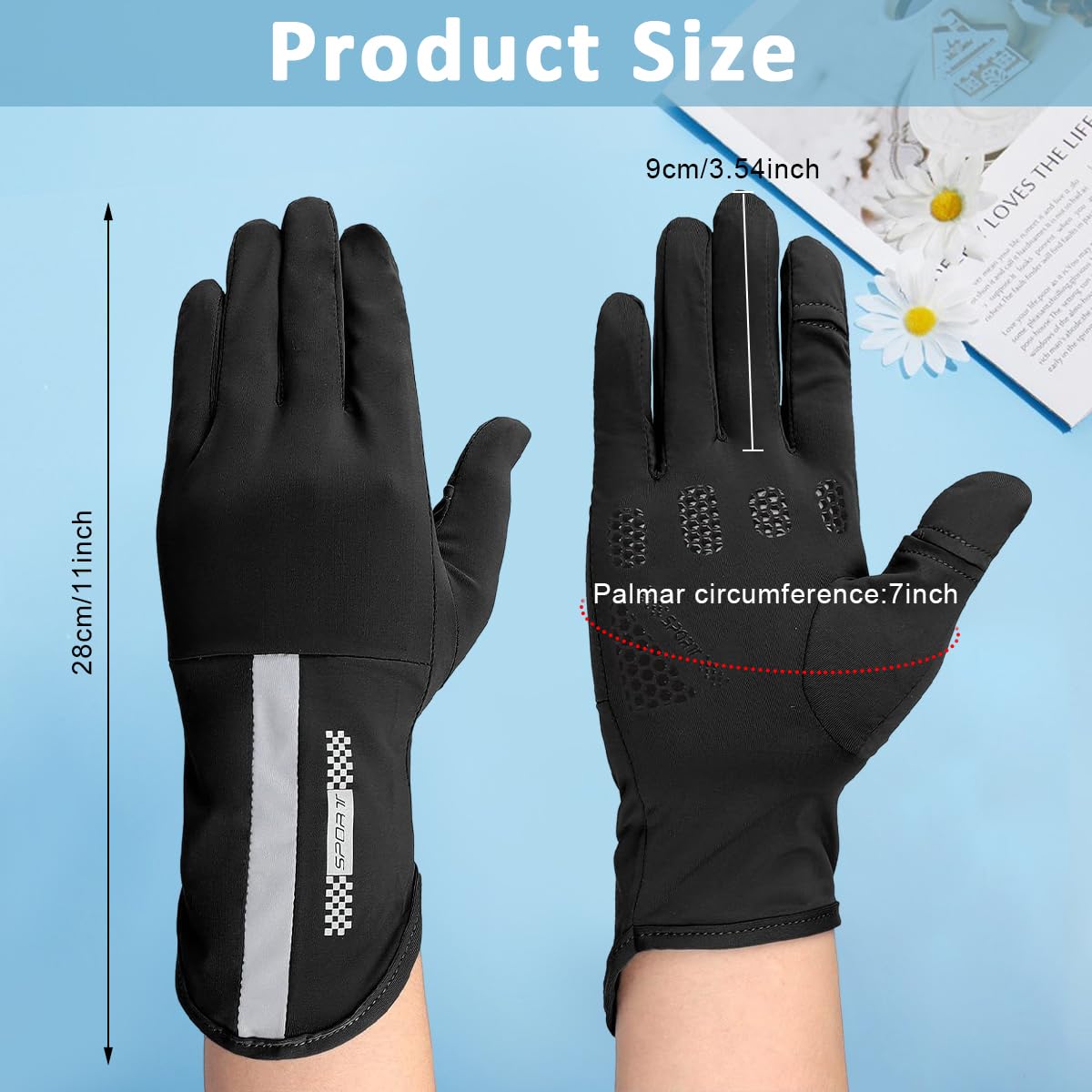 PALAY Driving Gloves for Women with Open Finger Design and UV Protection | Black Ice Silk 2PCS