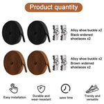 PALAY No Tie Shoelaces for Kids with Twistlock Metal Buckles and Elastic Nylon | 2 Pairs Black & Brown