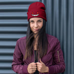 PALAY Winter Beanie Hat for Men and Women featuring Demon Emoji Design and Red Knit | Cozy Holiday Gift