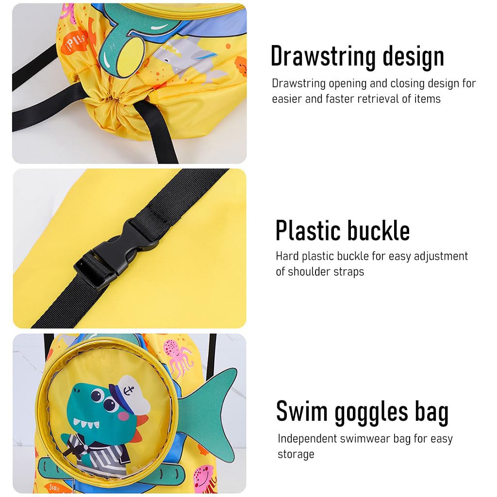 PALAY® Swimming Bag for Kids Cartoon Print Shoulder Bag for Kids Large Capacity Backpack for Girls Wet Dry Separation Beach Bag Storage Bag for Clothes