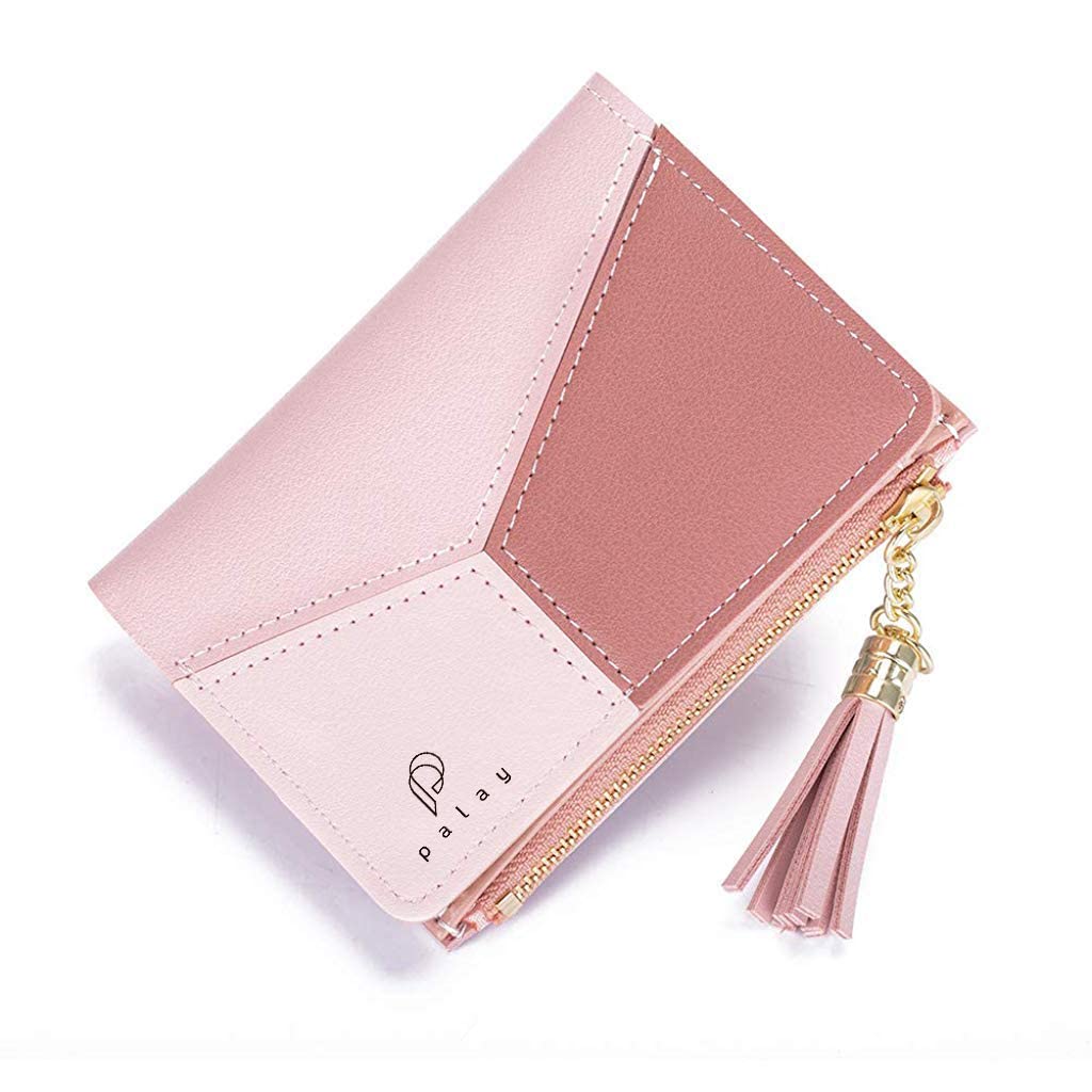 PALAY Small Women's Wallet for Travel and Daily Use with 4 Card Slots and Zipper Coin Pocket | Soft PU Leather Heart Tassel Design Gift for Ladies