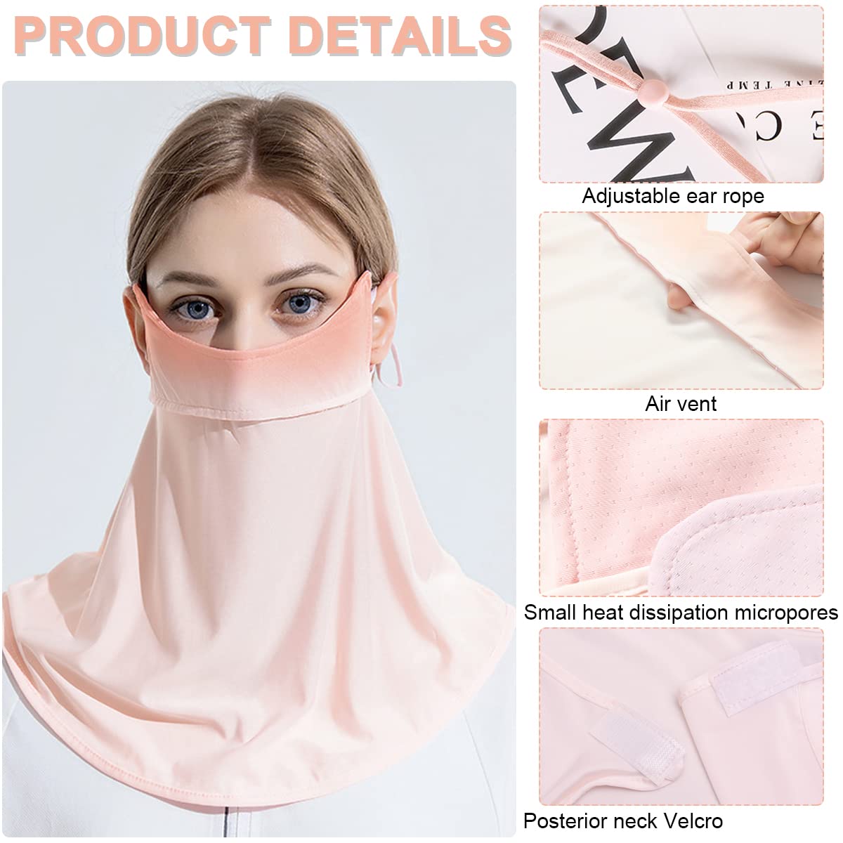 PALAY Cooling Face Mask and Arm Sleeves Set for Women with UPF 50+ Breathable Fabric
