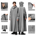 PALAY Long Rain Coat for Women 124cm Waterproof Poncho with Wide Brim | 2PCS Set