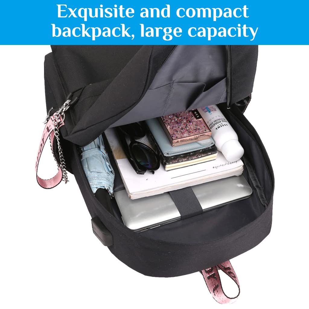 PALAY School Backpack for College Girls with USB Charging and Headphone Port 35L Black