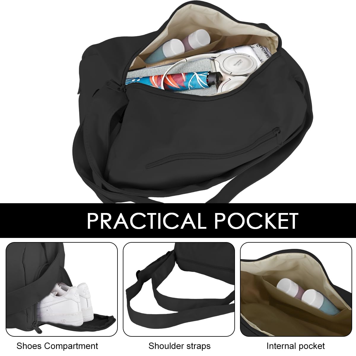 PALAY Gym Bag for Workout and Travel with Zippered Shoe Compartment and Polyester Fabric