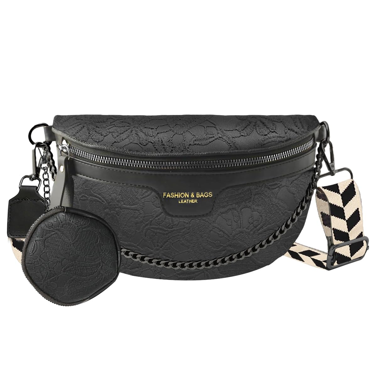 PALAY Women Sling Bag for Daily Use with 25x7x15cm Capacity and Adjustable Chain Strap | PU Leather Black Crossbody