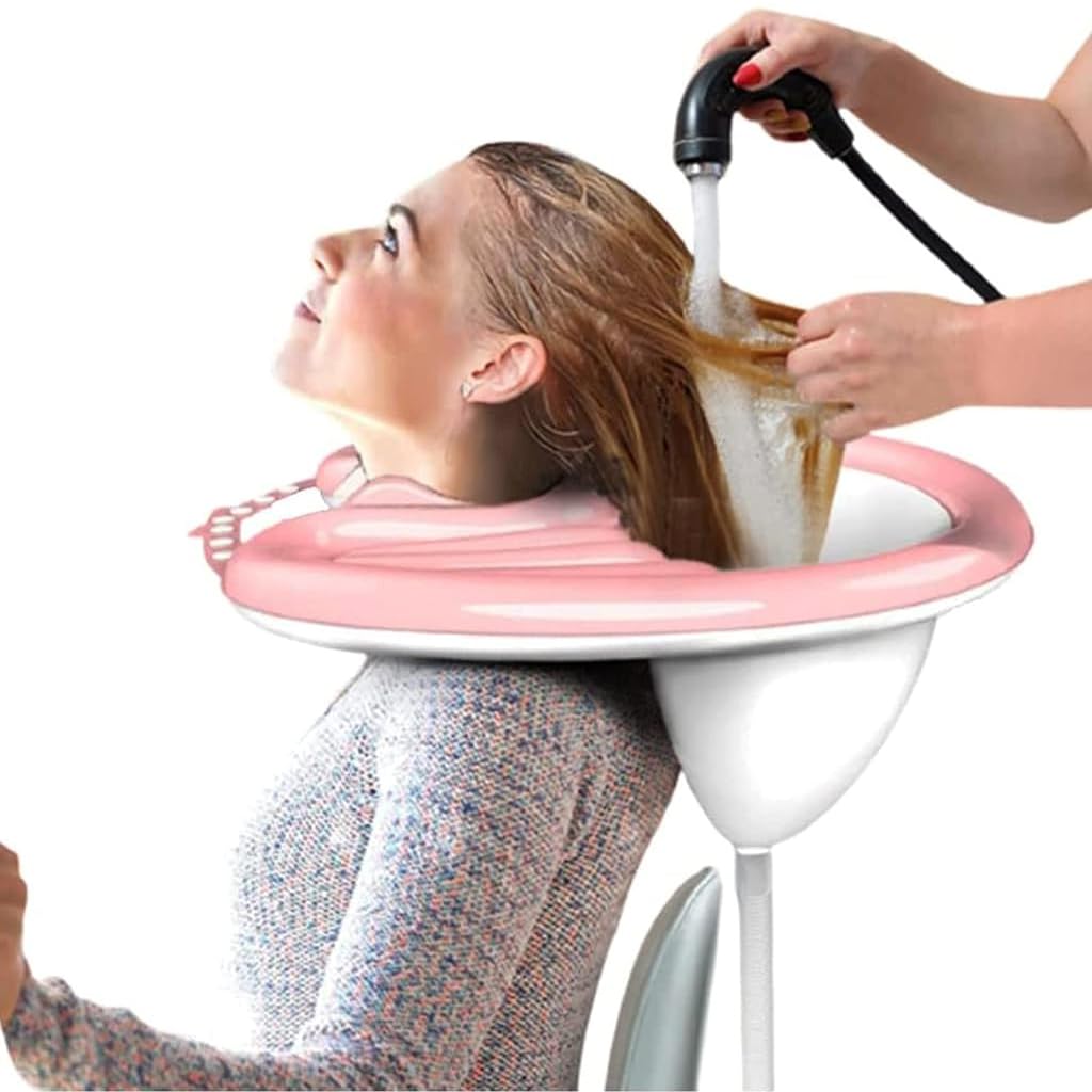 PALAY Inflatable Hair Washing Basin for Bedridden and Elderly with Drain Pipe and Adjustable Buckle