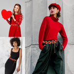 PALAY® Waist Belt Fashion Red Gem Chain Belt for Women 45.2 Inches Adjustable Luxury Round Gem Chain Metal Chain Belt for Dress, Skirt, Shirt