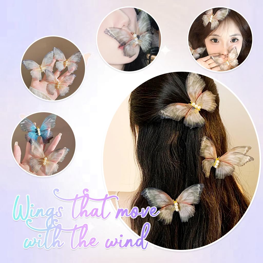 PALAY Hair Clips Set featuring 14 Pcs 3.54 in Pearl Butterfly Design for Girls and Women