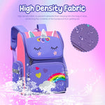 PALAY® Girls School Backpack Unicorn Cartoon Backpack Primary Bookbag Waterproof Backpack for School, Travel, Camping, Burden-relief Backpack School Gift for Kids 7-12 Years Old
