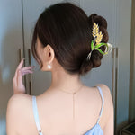 PALAY Hair Claw Clips for Women with Gold Wheat Design and Metal Texture | Elegant Styling Accessory