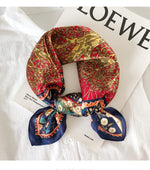 PALAY® Female Satin Scarf Square Silk Feeling Head Shawl Comfy Polyester Hair Wrapping Scarves For Women Girls 43.5×43.5 In Tree Of Life Prints Multicolor 2 PCS