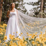 PALAY Bridal Veil for Wedding Featuring Alloy Comb and 2.3m Lace Tulle with Pearls | Pure White