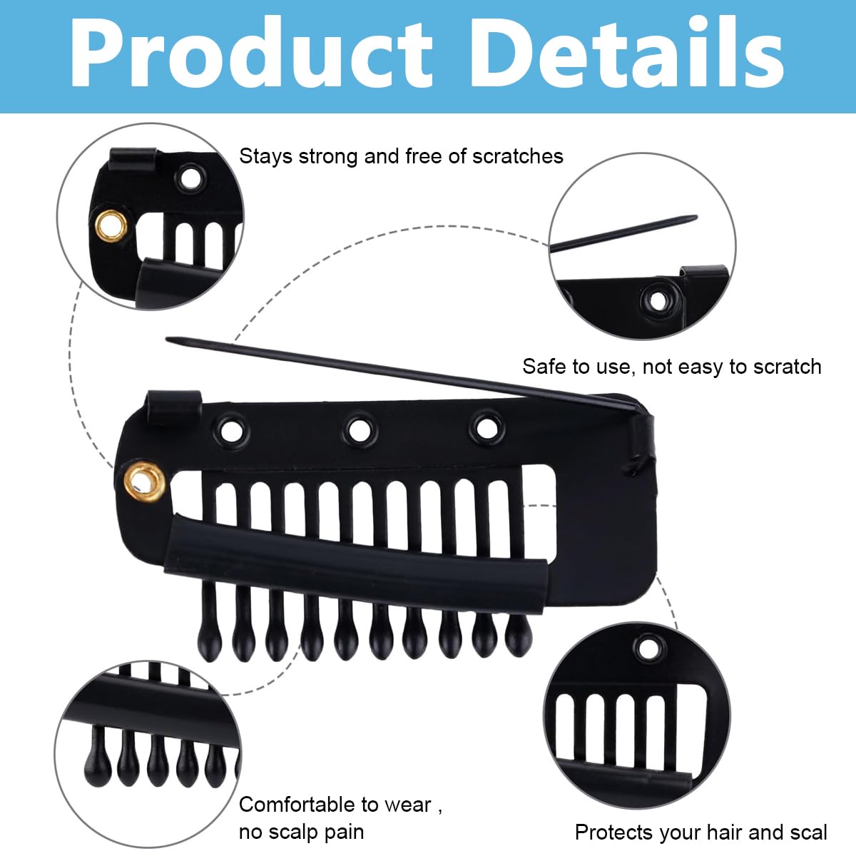 PALAY Chunni Clips for Dupatta and Scarf with Strong Grip Stainless Steel Pins | 10 Pcs Black