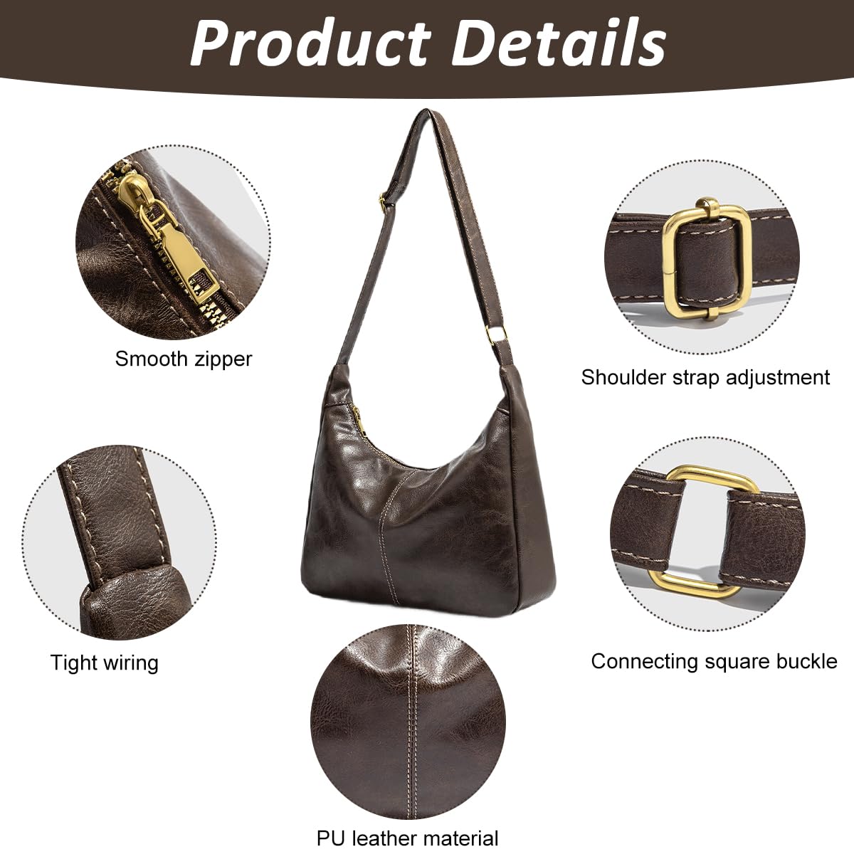 PALAY Crossbody Bag for Women featuring 32x10x23cm size with zip closure and adjustable strap | Brown vegan leather shoulder purse