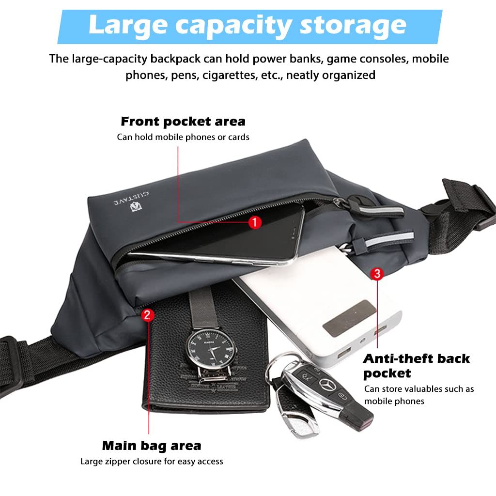 PALAY® Waist Bag for Men Women with Adjustable Strap, Waterproof Chest Bag Large Fanny Pack Bum Bag for Hiking Travel Camping Running Sports Outdoors