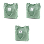 PALAY Tote Bags for Women with Reinforced Handles and L39xW12xH35cm Large Capacity | Green Corduroy Shoulder Bag for Work School and Travel