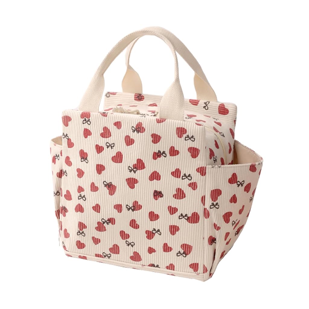 PALAY® Lunch Bag for Office Corduroy Tiffin Bags Reusable Insulated Lunch Box Holder Side Pockets Large Capacity Cooler for Work/Picnic/Travel